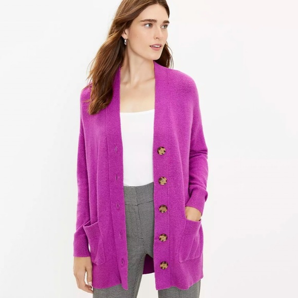 NWT Loft Oversized Button Down Cardigan In Purple